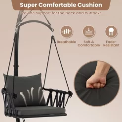 Tangkula Swing Chair W/ Stand Patio Hanging Swing Chair W/ Comfortable Seat & Back Cushions 15 Tangkula Swing Chair W/ Stand Patio Hanging Swing Chair W/ Comfortable Seat & Back Cushions -Tangkula GUEST d03c4339 4969 4160 95b4 be47f6908c51