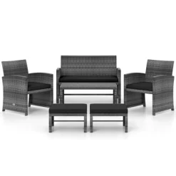 Tangkula Set Of 6 Patio Furniture Outdoor Sectional Conversation PE Rattan Sofa Set -Tangkula GUEST d041ec76 c835 47df a3ed b9e1fc1b4b4b