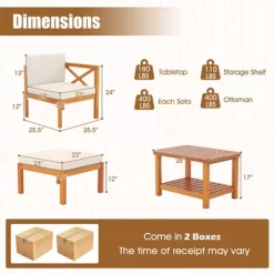 Tangkula 5 Pieces Patio Lounge Chair Set W/Ottomans Acacia Wood Patio Conversation Set W/Cushions Coffee Table Modular Outdoor Lounge Sofa Set -Tangkula GUEST d0bbe5d3 e8ec 4ccb a1f9 00bd24101162
