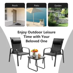 Tangkula 3PCS Patio Adjustable Back Stackable Chairs Side Table Set Bistro Set Classic Furniture Chair Set For Garden Black/Brown/Grey 17 Tangkula 3PCS Patio Adjustable Back Stackable Chairs Side Table Set Bistro Set Classic Furniture Chair Set For Garden Black/Brown/Grey -Tangkula GUEST d106111e b2a9 4b0f a739 2b6a15c17b98