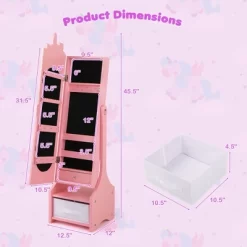 Tangkula Kids Jewelry Cabinet W/ Full-Length Mirror 2 Adjustable Tilt Angles Drawer Pink 17 Tangkula Kids Jewelry Cabinet W/ Full-Length Mirror 2 Adjustable Tilt Angles Drawer Pink -Tangkula GUEST d11da7a4 5408 4c67 b559 50f31f48ce52