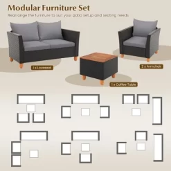 Tangkula 4 PCS Wicker Patio Furniture Set W/ Removable Cushions Storage Coffee Table -Tangkula GUEST d13b3db7 9065 4fec a2d6 36f4d5d6e1e4