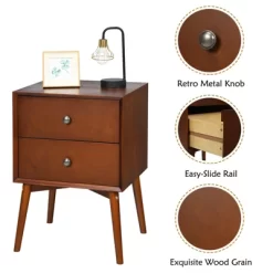 Tangkula Mid Century Nightstand Sofa End Table Bedroom Side Table With 2 Drawers -Tangkula GUEST d15bfca6 09ba 44f7 855a 07963c950ce1