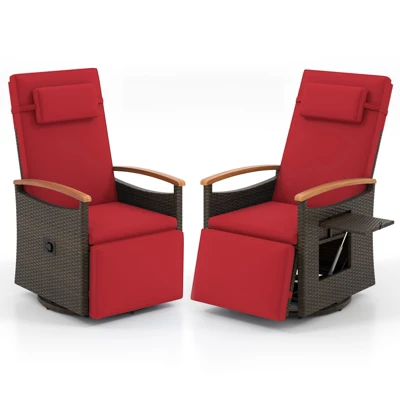 Tangkula Set Of 2 Outdoor 360° Swivel Rattan Recliner Chair Patio Wicker Chaise Lounge Chair 11 Tangkula Set Of 2 Outdoor 360° Swivel Rattan Recliner Chair Patio Wicker Chaise Lounge Chair - Image 9