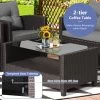 Tangkula Set Of 8 Outdoor Rattan Furniture Set PE Wicker Sectional Sofa With Loveseat Chair & Glass Table Patio Cushioned Conversation Sets Gray
