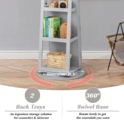 Tangkula 360° Rotating Mirrored Jewelry Cabinet Armoire 3 Color LED Modes Lockable Gray 16 Tangkula 360° Rotating Mirrored Jewelry Cabinet Armoire 3 Color LED Modes Lockable Gray -Tangkula GUEST d1c809b5 c63d 4af2 b675 9ca2538d194e