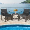 Tangkula 3PCS Patio Rattan PE Wicker Bistro Set Outdoor Furniture Set W/ Table & Cushion -Tangkula GUEST d23cc3f0 dbc9 4b02 b930 4be1d65da107