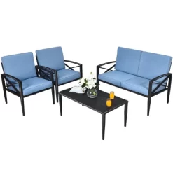 Tangkula 4-Piece Outdoor Aluminum Patio Conversation Set Cushioned Sofa Chair With Coffee Table 8 Tangkula 4-Piece Outdoor Aluminum Patio Conversation Set Cushioned Sofa Chair With Coffee Table -Tangkula GUEST d24faba9 aecc 4244 a876 91291b451fc3