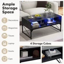 Tangkula High-gloss LED Coffee Table W/ Faux Marble & Tempered Glass Top 4 Storage Cubes 18 Tangkula High-gloss LED Coffee Table W/ Faux Marble & Tempered Glass Top 4 Storage Cubes -Tangkula GUEST d264a97e 3454 4619 aba5 8bf416d4724b