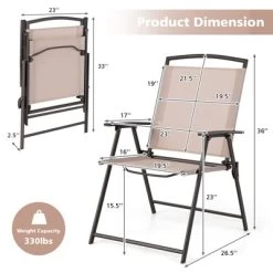 Tangkula 2/4 Piece Patio Folding Chairs Outdoor Dining Chairs W/ Breathable Fabric Heavy Duty Steel & Rustproof Steel Frame -Tangkula GUEST d31cae10 ee3e 43e9 afb3 7e7acf5a966b