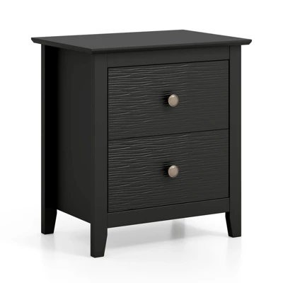 Tangkula Modern Nightstand W/ Storage 2 Drawers & Support Legs For Bedroom Black 11 Tangkula Modern Nightstand W/ Storage 2 Drawers & Support Legs For Bedroom Black - Image 9