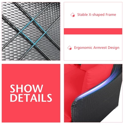 Tangkula Patio Rattan Daybed With 4 Pillows Cushioned Sofa For Outdoor 10 Tangkula Patio Rattan Daybed With 4 Pillows Cushioned Sofa For Outdoor - Image 8