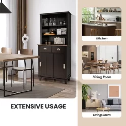 Tangkula Freestanding Buffet Hutch Kitchen Pantry Storage Cabinet W/ Sliding Doors -Tangkula GUEST d35f0116 69c3 425c 9014 da2a6e5550ea