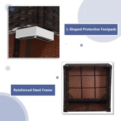 Tangkula 4PCS Rattan Patio Conversation Furniture Set Yard Outdoor W/ Navy Cushion -Tangkula GUEST d37d420f b8f5 49da 81f4 4b7ca43963be