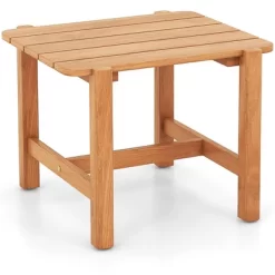 Tangkula Patio Teak Wood Side Table With Slatted Tabletop Small Coffee Table For Porch -Tangkula GUEST d3c56a9f fd9e 42b3 9e67 21893ae43e00