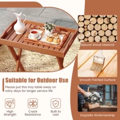 Tangkula Patio Solid Wood Tray Table W/ Removable Top Rectangular TV Tray Bistro Table -Tangkula GUEST d3e60bff 9558 49f8 9189 51817efd13c4