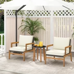 Tangkula 3 PCS Patio Chair Set Wicker Chair & Side Table Set W/ Tempered Glass Tabletop -Tangkula GUEST d453dd2b f22b 4455 baf5 453fa97c618a