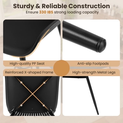 Tangkula Plastic Dining Chair Set Of 4 W/ Metal Legs Cutout Backrest Curved Seat 8 Tangkula Plastic Dining Chair Set Of 4 W/ Metal Legs Cutout Backrest Curved Seat - Image 6