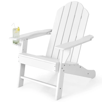 Tangkula Adirondack Chair Outdoor With Cup Holde Weather Resistant Lounger Chair For Backyard Garden Patio And Deck Black/Grey/Turquoise/White 12 Tangkula Adirondack Chair Outdoor With Cup Holde Weather Resistant Lounger Chair For Backyard Garden Patio And Deck Black/Grey/Turquoise/White - Image 10