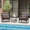 Tangkula 3 Pieces Outdoor Rocking Chairs Set Rattan Heavy Duty Cushioned Rocker Chairs With 2-Tier Tempered Glass Coffee Table -Tangkula GUEST d4e31a81 e182 426a 8d6e cbea3d8911dd