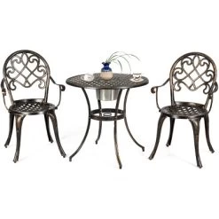 Tangkula Set Of 3 Patio Cast Aluminum Dining Table Chairs Set -Tangkula GUEST d4e9037a bc99 40ea 87aa aa7c0e11f728