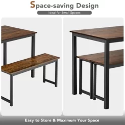 Tangkula 3pcs Dining Table Set For 4 Modern Industrial Counter Height Kitchen Table Set With 2 Benches For Dining Room Natural/Brown 20 Tangkula 3pcs Dining Table Set For 4 Modern Industrial Counter Height Kitchen Table Set With 2 Benches For Dining Room Natural/Brown -Tangkula GUEST d51dfcd5 3965 4960 8d8b 21e1f339982e