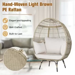 Tangkula Patio Rattan Oversized Wicker Egg Chair Stationary Lounge Basket W/ 4 Soft Cushions 17 Tangkula Patio Rattan Oversized Wicker Egg Chair Stationary Lounge Basket W/ 4 Soft Cushions -Tangkula GUEST d56d7775 0094 432b 980f f9c71ffbfb38