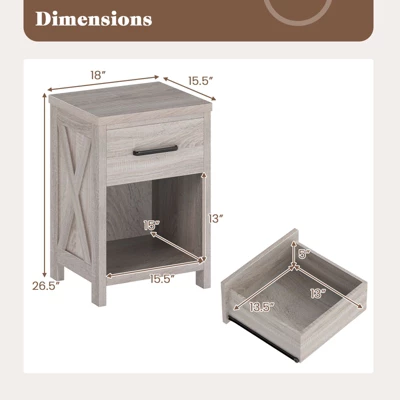 Tangkula Nightstand Sofa Side Table Rustic End Table W/ Drawer & Shelf For Living Room 10 Tangkula Nightstand Sofa Side Table Rustic End Table W/ Drawer & Shelf For Living Room - Image 8