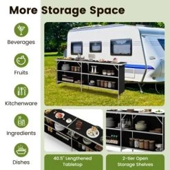 Tangkula Portable Bar Table Folding Camping Table W/ Aluminum Alloy Frame 2-Tier Shelves 15 Tangkula Portable Bar Table Folding Camping Table W/ Aluminum Alloy Frame 2-Tier Shelves -Tangkula GUEST d5a704ff 90c8 41f0 824a 5996d2b22588