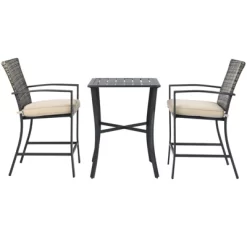 Tangkula 3-Piece Patio Rattan Furniture Set Outdoor Bistro Set Cushioned Chairs & Table Set Gray/Brown -Tangkula GUEST d63f8e56 81ff 4afc 909b d4d9b33bc285