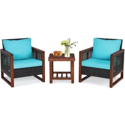 Tangkula 3PCS Patio Rattan Bistro Set Acacia Wood Frame Cushioned Sofa And Side Table 17 Tangkula 3PCS Patio Rattan Bistro Set Acacia Wood Frame Cushioned Sofa And Side Table -Tangkula GUEST d643050d ebdc 48d1 a22e b090002e5abb