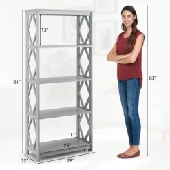 Tangkula 5-Tier Open Bookshelf Bookcase Standing Casual Home Storage Display Rack -Tangkula GUEST d645096e 2f65 4600 95cb 0fa5c1fc5f47