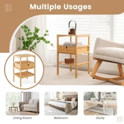 Tangkula Bamboo Nightstand W/ Pull-out Drawer & Storage Shelf Wood Natural 17 Tangkula Bamboo Nightstand W/ Pull-out Drawer & Storage Shelf Wood Natural -Tangkula GUEST d6df9c35 94c1 424a b79c 01998f0121c2