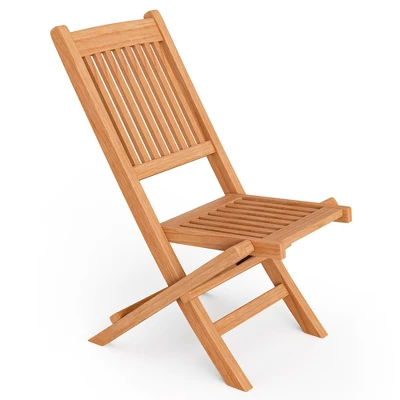 Tangkula Set Of 2 Teak Wood Outdoor Chair Folding Portable Patio Chair W/ Slatted Seat & Back 5 Tangkula Set Of 2 Teak Wood Outdoor Chair Folding Portable Patio Chair W/ Slatted Seat & Back - Image 3