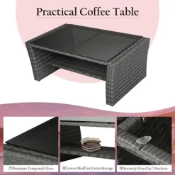 Tangkula 4-Piece Rattan Wicker Patio Outdoor Furniture Sofa Set With Cushions & Tempered Glass Table 20 Tangkula 4-Piece Rattan Wicker Patio Outdoor Furniture Sofa Set With Cushions & Tempered Glass Table -Tangkula GUEST d81dd0af d769 4038 84d5 1c622bfca544