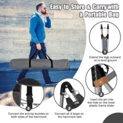 Tangkula Portable Folding Hammock Free Standing Hammock W/ Stand-Folds&Carrying Bag&Anti-Slip Buckle&Storage Pocket -Tangkula GUEST d8524138 a5c5 4a91 a338 44502e8559d1