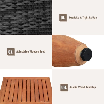 Tangkula 3-Piece Wicker Patio Furniture Set Outdoor Conversation Set W/ Cushions & Coffee Table 6 Tangkula 3-Piece Wicker Patio Furniture Set Outdoor Conversation Set W/ Cushions & Coffee Table - Image 4