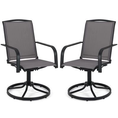 Tangkula Patio Swivel Chairs Set Of 4 W/ High Back & Round Metal Base For Backyard 11 Tangkula Patio Swivel Chairs Set Of 4 W/ High Back & Round Metal Base For Backyard - Image 9