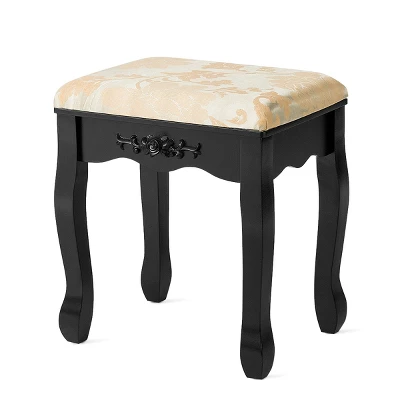 Tangkula Vanity Table Set W/ 360° Rotating Oval Mirror & Drawers Black/White 11 Tangkula Vanity Table Set W/ 360° Rotating Oval Mirror & Drawers Black/White - Image 9