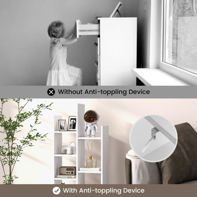 Tangkula Tree Shaped Bookcase With Drawer Free Standing Bookshelf With 7 Open Storage Shelves Tall Display Rack With Bookshelves White 7 Tangkula Tree Shaped Bookcase With Drawer Free Standing Bookshelf With 7 Open Storage Shelves Tall Display Rack With Bookshelves White - Image 5