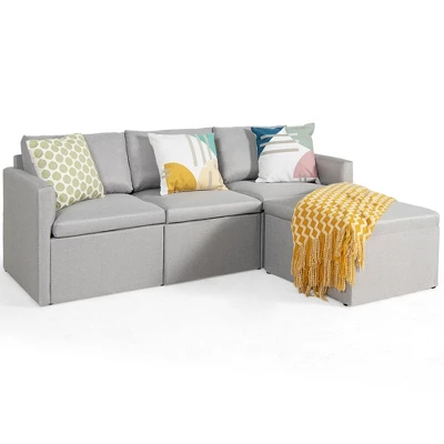 Tangkula Convertible L-shaped Sectional Sofa Couch Chaise W/ Ottoman Cushions 10 Tangkula Convertible L-shaped Sectional Sofa Couch Chaise W/ Ottoman Cushions - Image 9