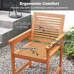 Tangkula Patio Chairs Set Of 2 Outdoor Wooden Dining Chairs W/ Inclined Backrests -Tangkula GUEST d9db350f ec55 412d b3ca d4d96698da75