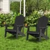 Tangkula 2PCS Adirondack Chair HIPS Adirondack Chair W/Cup Holder Realistic Wood Grain Weather Resistant Outdoor Chair For 380 LBS Weight Capacity Black/Navy/White/Teak/Dark Green/Red/Light Grey/Yellow -Tangkula GUEST da446779 c115 498e 84dd 10d400acad64