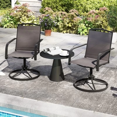 Tangkula Patio Swivel Chairs Set Of 4 W/ High Back & Round Metal Base For Backyard 4 Tangkula Patio Swivel Chairs Set Of 4 W/ High Back & Round Metal Base For Backyard - Image 2