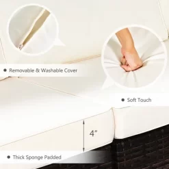 Tangkula 7PCS Patio Rattan Furniture Set 42" Fire Pit Table W/ Cover Cushioned -Tangkula GUEST da966b59 2fb2 453e 814d a7a11b54cfb0