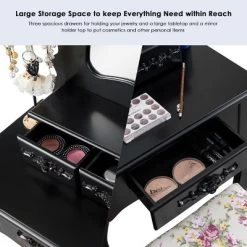 Tangkula Vanity Mirror Makeup Dressing Table Set W/ Stool Drawer Wood Desk -Tangkula GUEST dad67628 ff91 4895 b9a8 29dbe462943a