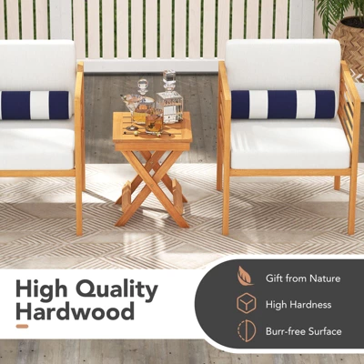 Tangkula Outdoor Folding Side Table Hardwood Patio Bistro Table W/ Slatted Tabletop & X-shaped Legs 9 Tangkula Outdoor Folding Side Table Hardwood Patio Bistro Table W/ Slatted Tabletop & X-shaped Legs - Image 7