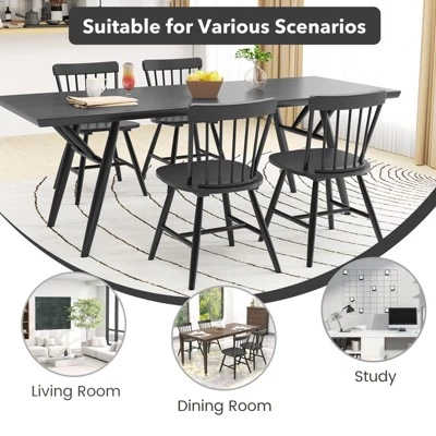 Tangkula Dining Chairs Set Of 4 Farmhouse Kitchen Chair W/ Rubber Wood Frame Wide Seat 8 Tangkula Dining Chairs Set Of 4 Farmhouse Kitchen Chair W/ Rubber Wood Frame Wide Seat - Image 6