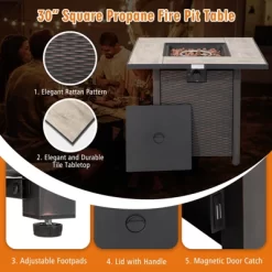 Tangkula 5-Piece Patio Furniture Set With 30 Inches Gas Fire Pit Table Outdoor PE Wicker Sectional Sofa Set With Cushions Red/Beige/Navy/Turquoise 18 Tangkula 5-Piece Patio Furniture Set With 30 Inches Gas Fire Pit Table Outdoor PE Wicker Sectional Sofa Set With Cushions Red/Beige/Navy/Turquoise -Tangkula GUEST dba7a6c3 04f6 40b2 b805 5fe0235a5e6f