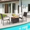 Tangkula 3 PCS Patio Furniture Set PE Wicker Bistro Set W/Acacia Wood Coffee Table & Umbrella Hole For Backyard Garden Poolside 1 Tangkula 3 PCS Patio Furniture Set PE Wicker Bistro Set W/Acacia Wood Coffee Table & Umbrella Hole For Backyard Garden Poolside -Tangkula GUEST dbcd4a2f 189b 4d50 ad59 ed99d43443bb